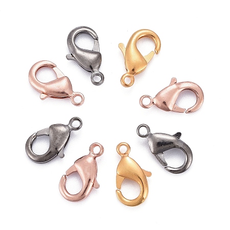 ARRICRAFT Brass Lobster Claw Clasps, Parrot Trigger Clasps, Cadmium Free & Nickel Free & Lead Free, Mixed Color, 12x7x3mm, Hole: 1mm