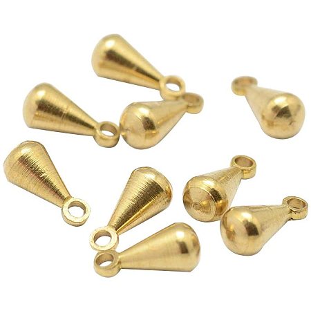 CHGCRAFT 100Pcs Brass Teardrop Charms Unplated Chain Extender Charms with Hole for DIY Bracelet Necklace Jewelry Making