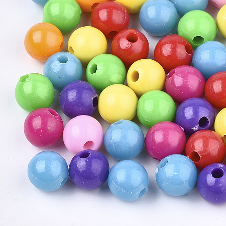 Arricraft Plastic Beads, Round, Mixed Color, 9.5mm, Hole: 2.5mm, about 1100pcs/500g