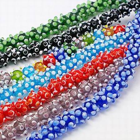 ARRICRAFT Handmade Bumpy Lampwork Beads Strands, Round, Mixed Color, 12~14mm, Hole: 1mm, about 14pcs/strand, 11 inches