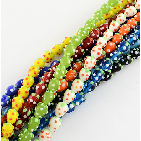 Nbeads Handmade Lampwork 3D Strawberry Beads, Mixed Color, 12~13x10mm, Hole: 2mm