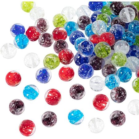 Pandahall Elite About 200 Pieces 12mm Luminous Lampwork Glass Beads Round Flower Spacer Bead for Jewelry Making, Assorted Colors