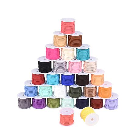 ARRICRAFT Faux Suede Cord, Faux Suede Lace, Mixed Color, 3x1.5mm; About 5m/roll, 30rolls/Bag