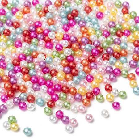 Arricraft No Hole ABS Plastic Imitation Pearl Round Beads, Dyed, Mixed Color, 4mm, about 5000pcs/bag