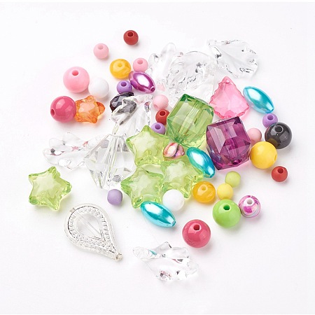 Arricraft Mixed Style Acrylic Findings, Mixed Color, 6~45x6~45mm, Hole: 1~5mm