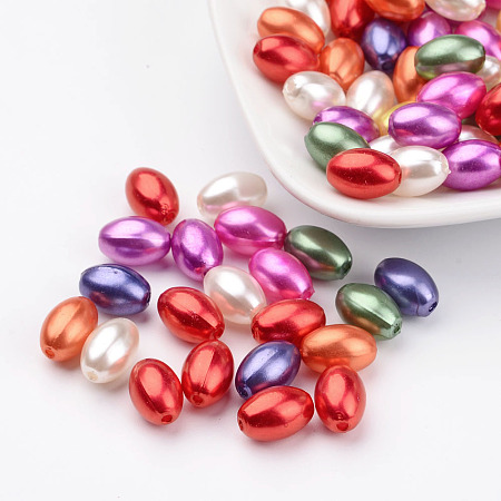 Arricraft ABS Plastic Imitation Pearl Beads, Rice, Mixed Color, 11x7.5mm, Hole: 1mm, about 1406pcs/pound