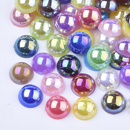 ARRICRAFT ABS Imitation Pearl Cabochons, AB Color Plated, Dome/Half Round, Mixed Color, 12x6mm, about 1000pcs/bag