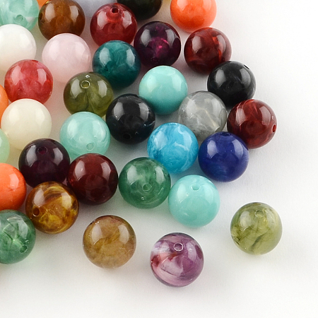 Honeyhandy Round Imitation Gemstone Acrylic Beads, Mixed Color, 16mm, Hole: 2mm, about 220pcs/500g