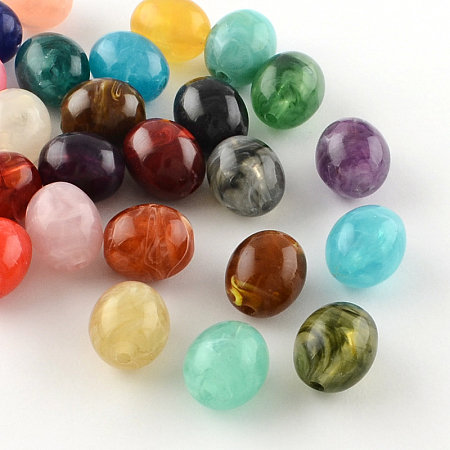 Arricraft Oval Imitation Gemstone Acrylic Beads, Mixed Color, 15x13mm, Hole: 2.5mm, about 310pcs/500g