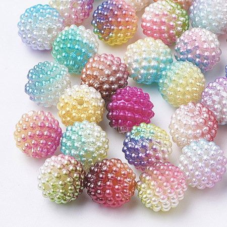 Arricraft Imitation Pearl Acrylic Beads, Berry Beads, Combined Beads, Round, Mixed Color, 12mm, Hole: 1mm, about 200pcs/bag
