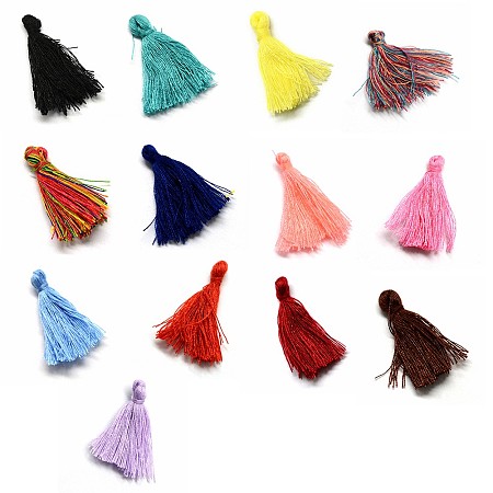 Honeyhandy Handmade Polycotton(Polyester Cotton) Tassel Decorations, Pendant Decorations, Mixed Color, 29~35mm