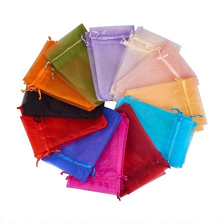 ARRICRAFT 200PCS 4x6 Inches Mixed Color Organza Gift Bags with Drawstring