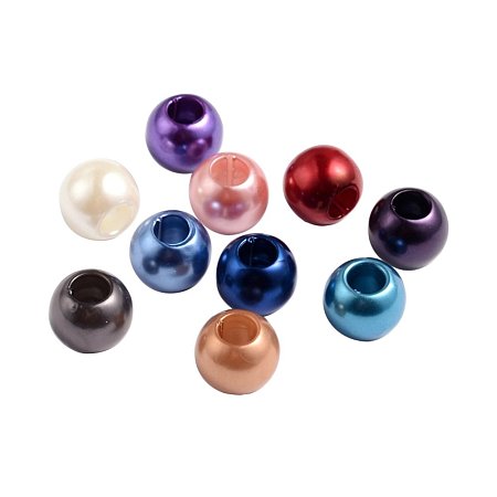 NBEADS Acrylic European Beads, Large Hole Beads, Rondelle, Mixed Color, 10x12mm, Hole: 5mm