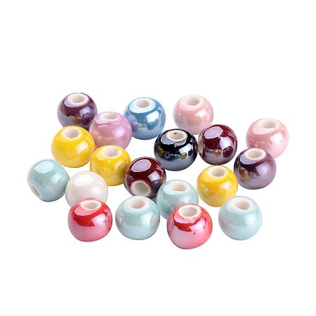ARRICRAFT 100 Pcs Mixed Color Handmade Pearlized Porcelain Beads 8mm for Jewelry Making