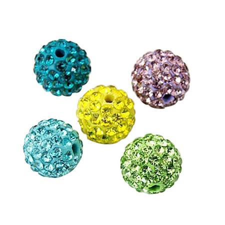 ARRICRAFT 100 Pcs 8mm Disco Ball Clay Beads Pave Rhinestones Spacer Round Beads fit Shamballa Bracelet and Necklace Mixed Color