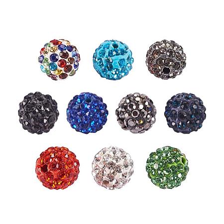ARRICRAFT 10mm 100Pcs Disco Ball Clay Beads Mixed Colors Pave Glass Rhinestones Spacer Round Beads fit Bracelet Necklace