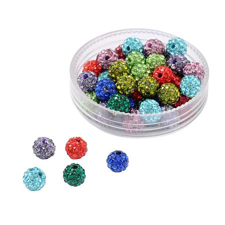 ARRICRAFT 50 Pcs 6mm Disco Ball Clay Beads Pave Rhinestones Spacer Round Beads fit Shamballa Bracelet and Necklace Mixed Color