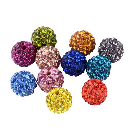 NBEADS 200PCS 5mm Polymer Clay Pave Rhinestone Beads Disco Ball Beads Shamballa Inspired, Mixed Color