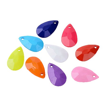NBEADS about 850pcs/500g Opaque Acrylic Faceted Drop Mixed Color Pendants