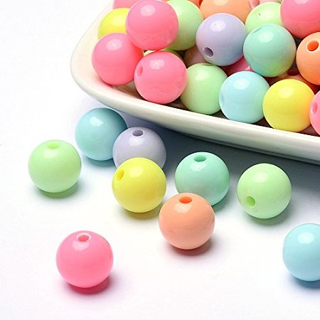 NBEADS 500pcs/500g Solid Chunky Bubblegum Acrylic Ball Beads, Round, Mixed Color