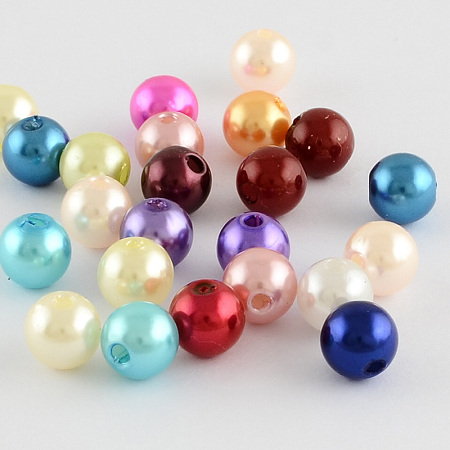 Arricraft ABS Plastic Imitation Pearl Round Beads, Mixed Color, 14mm, Hole: 2.5mm, about 350pcs/500g