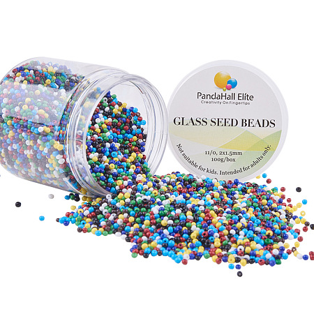 PandaHall Elite 11/0 Glass Seed Beads Multicolor Diameter 2mm Opaque Loose Beads for DIY Craft, about 6000pcs/Box