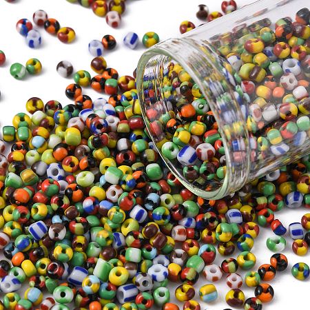 Honeyhandy 8/0 Glass Seed Beads, Opaque Colours Seep, Mixed Color, 3mm, hole:1mm