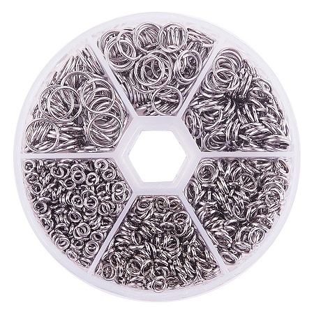 PandaHall Elite Diameter 4mm to 10mm 304 Stainless Steel Closed But not Soldered Jump Rings for Jewelry Making, about 900pcs/box