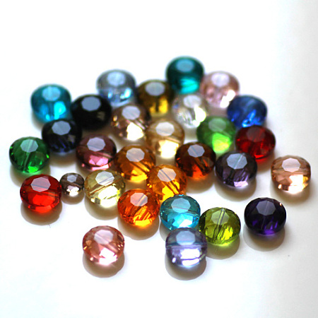 Arricraft Imitation Austrian Crystal Beads, Grade AAA, Faceted, Flat Round, Mixed Color, 6x3.5mm, Hole: 0.7~0.9mm