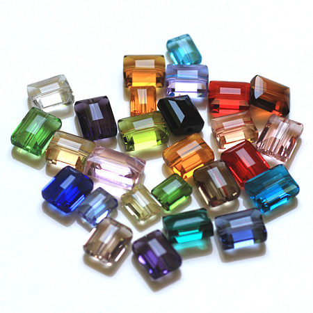 Arricraft Imitation Austrian Crystal Beads, Grade AAA, Faceted, Rectangle, Mixed Color, 6x8x4mm, Hole: 0.7~0.9mm
