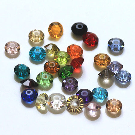 Honeyhandy Imitation Austrian Crystal Beads, Grade AAA, Faceted, Flat Round, Mixed Color, 4.5x2.5mm, Hole: 0.7~0.9mm