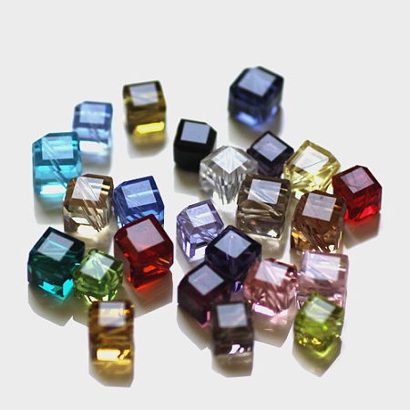 Arricraft Imitation Austrian Crystal Beads, Grade AAA, Faceted, Cube, Mixed Color, 7x8.5x8.5mm, Hole: 0.9~1mm