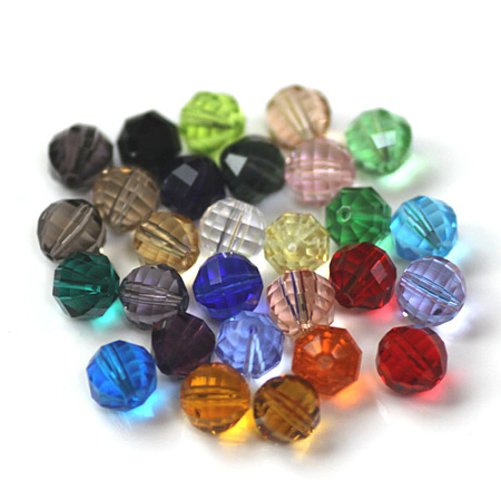 Honeyhandy Imitation Austrian Crystal Beads, Grade AAA, Faceted, Round, Mixed Color, 10mm, Hole: 0.9~1mm