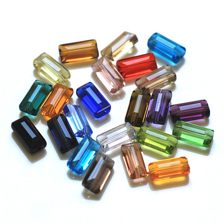 Arricraft Imitation Austrian Crystal Beads, Grade AAA, Faceted, Rectangle, Mixed Color, 4.55x8x3mm, Hole: 0.7~0.9mm