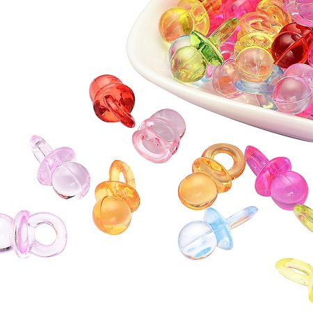 NBEADS Transparent Acrylic Pendants Beads with Pacifier Shape Mixed Color for Jewelry Making 670PCS 500g