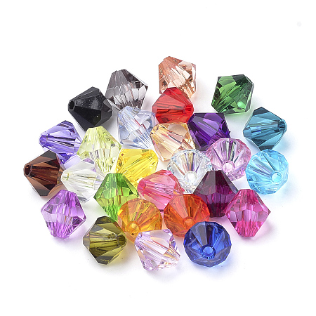 Arricraft Transparent Acrylic Beads, Bicone, Mixed Color, 6x5.5mm, Hole: 2mm, about 6120pcs/500g