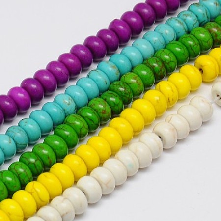 ARRICRAFT Synthetic Turquoise Beads Strands, Dyed, Rondelle, Mixed Color, 6x4mm, Hole: 1mm, about 95pcs/strand, 15 inch
