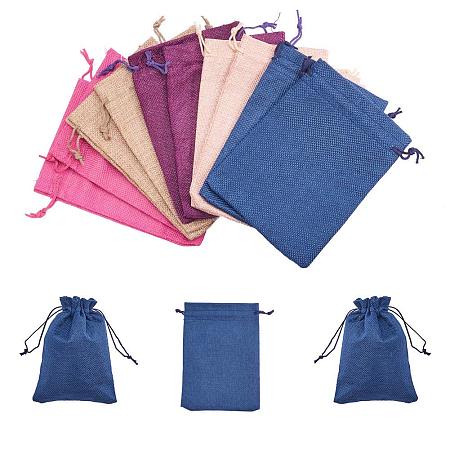 10pcs Small Linen Bags Burlap Drawstring Bag Gift Bag Pouches for Shower Party 