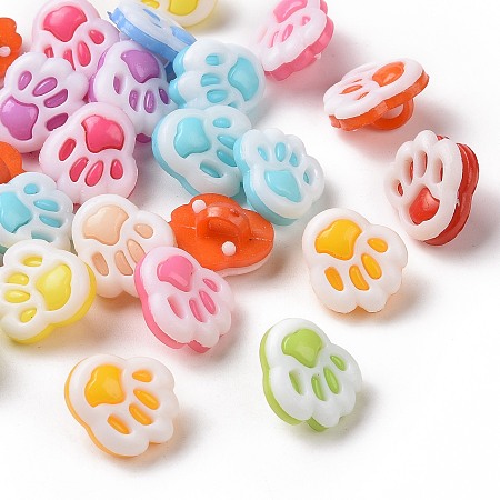 Honeyhandy Acrylic Shank Buttons, 1-Hole, Dyed, Palm, Mixed Color, 13x12x4mm, Hole: 3mm