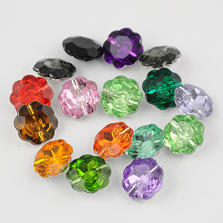 Honeyhandy Taiwan Acrylic Rhinestone Buttons, Faceted, 1-Hole, Flower, Mixed Color, 13x6mm, Hole: 1mm