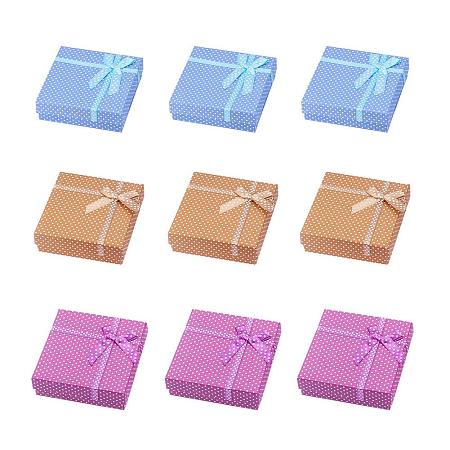 ARRICRAFT 12Pcs Cardboard Small Jewelry Boxes Gift Packaging Boxes with Cotton Filled 9x9x3cm for Earring, Ring, Bracelet and Necklace Mixed Color