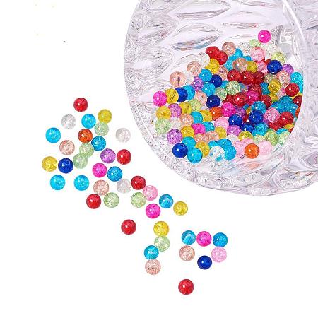 ARRICRAFT 200pcs 6mm Round Crackle Glass Beads, Mixed Color, Hole:1.3~1.6mm