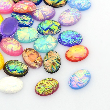 ARRICRAFT Oval Resin Imitate Opal Cabochons, Mixed Color, 25x18x9mm