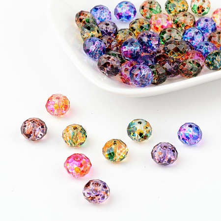 Arricraft Faceted Spray Painted Glass Beads, Rondelle, Mixed Color, 10x8mm, Hole: 1.5mm