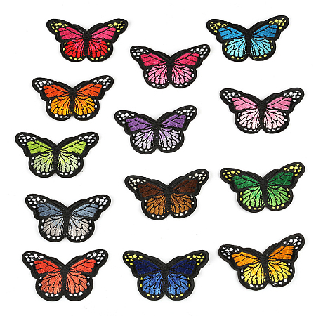 Honeyhandy Computerized Embroidery Cloth Iron on/Sew on Patches, Costume Accessories, Appliques, Butterfly, Mixed Color, 46x78mm