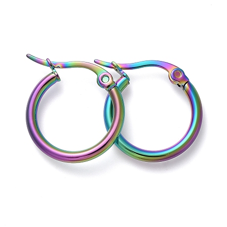 Arricraft 304 Stainless Steel Hoop Earrings, Hypoallergenic Earrings, Ring Shape, Rainbow, Multi-color, 12 Gauge, 17x2mm; pin: 0.7x1mm