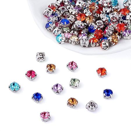 ARRICRAFT 200Pcs Acrylic Rhinestone Monte Brass Findings Five-Hole Beads Size 5x5x4mm Mixed Color
