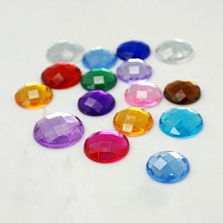 ARRICRAFT Imitation Taiwan Acrylic Rhinestone Flat Back Cabochons, Faceted, Half Round/Dome, Mixed Color, 18x5mm