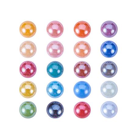 ARRICRAFT 100pcs 10x4mm Mixed Color Half Round Plated Pearlized Dome Glass Cabochons