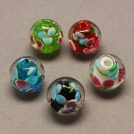 ARRICRAFT Handmade Lampwork Beads, Round, Mixed Color, 12mm, Hole: 2mm